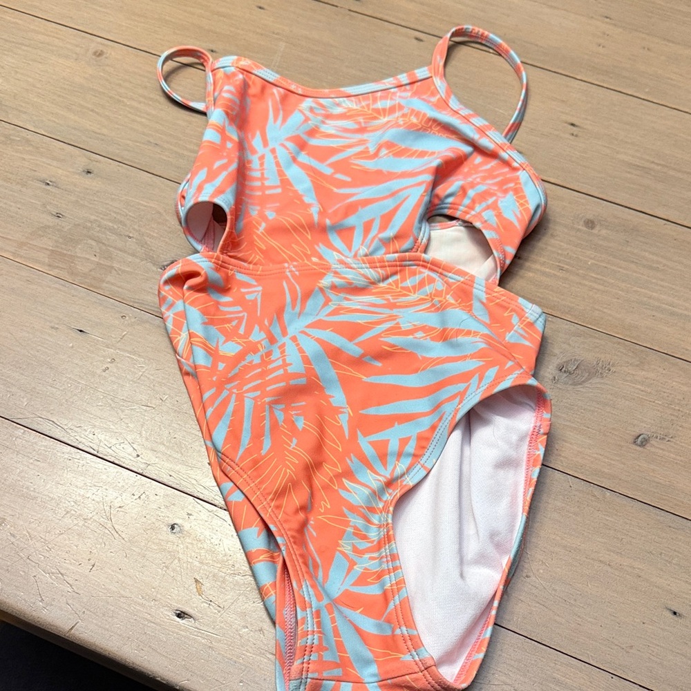Salt Life Kids Orange and Blue One Piece Swimsuit